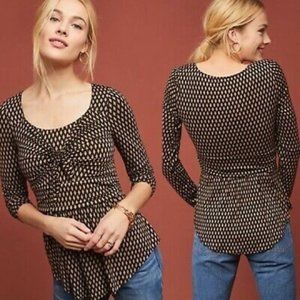 Anthro Meadow Rue Josalyn Diamond Tie Front Top S